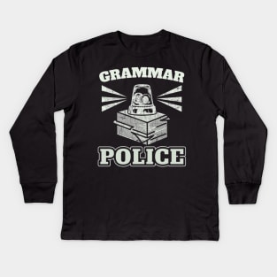 Grammar Police Officer Siren Light Funny English Editor Gift Kids Long Sleeve T-Shirt